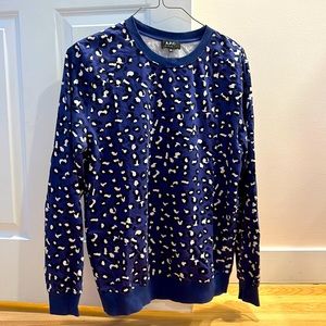 Dressy A.P.C. French navy, black, and white 100% cotton thin sweatshirt